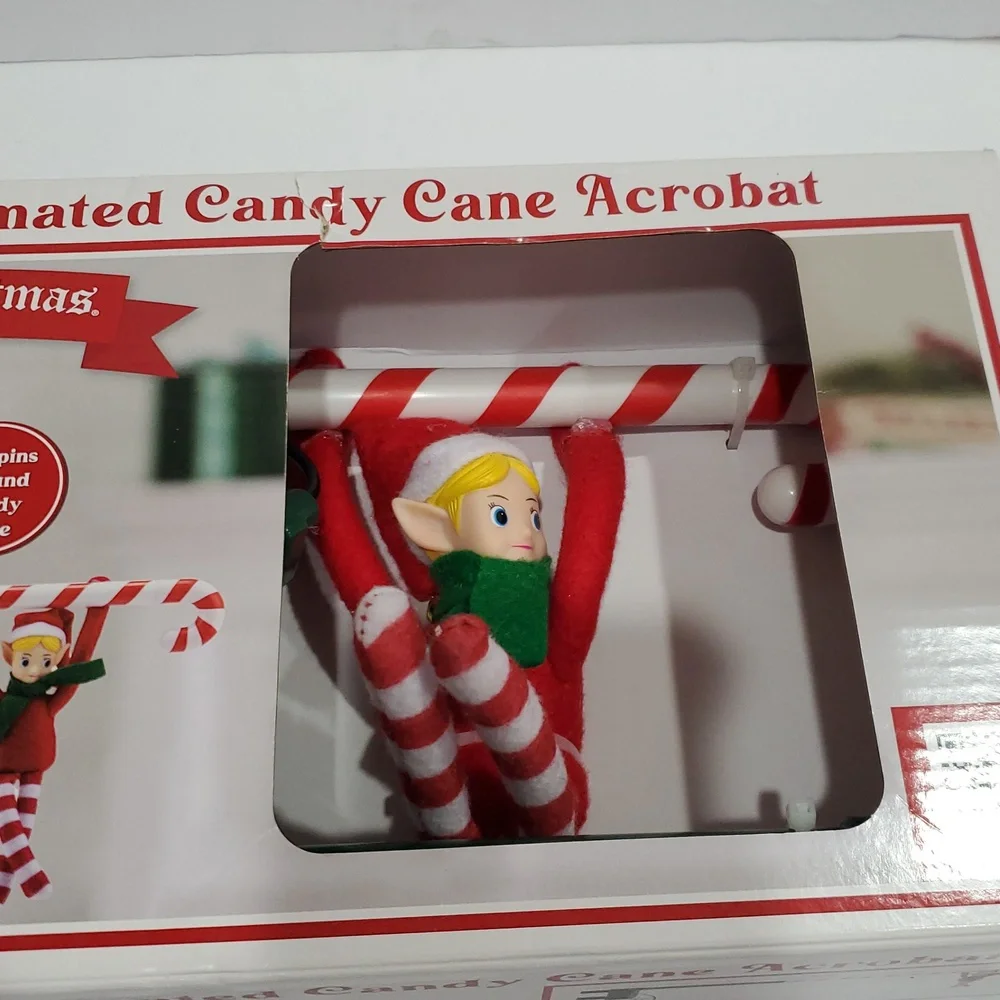 Animated candy cane acrobat‎ elf new
